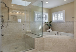 Modern Master Bathroom with Large Glass Shower